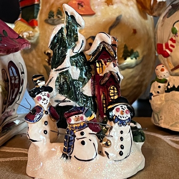 Blue Sky Holiday Blue Sky Clayworks Snowman Snow Tree Tea Light Or